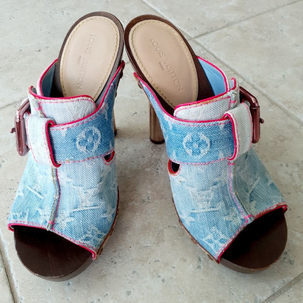 Louis Vuitton Denim Platform Mules Size 36,5